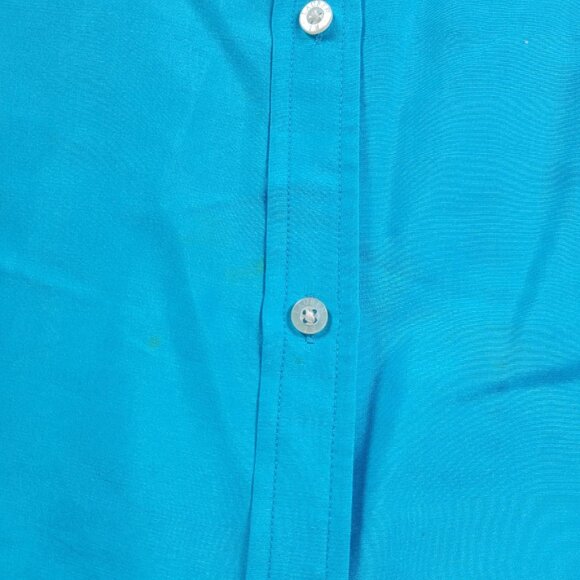 LAUREN Ralph Lauren Shirt Womens Medium Blue Silk Button Up Long Sleeve Stains - Picture 7 of 11